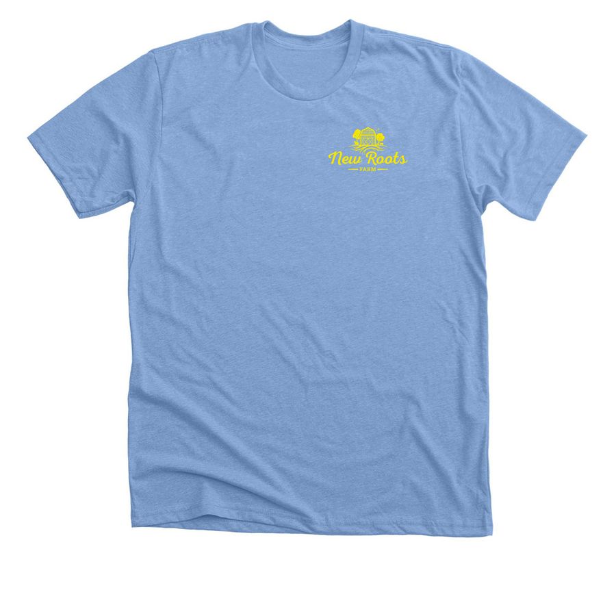 New Roots Farm Dogs, a Heather Carolina Blue Premium Unisex Tee