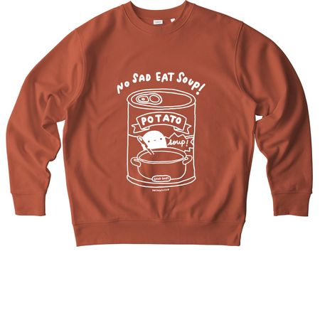 no sad eat soup, a Heritage Brown Stanley/Stella Unisex Changer 2.0 Crewneck Sweatshirt