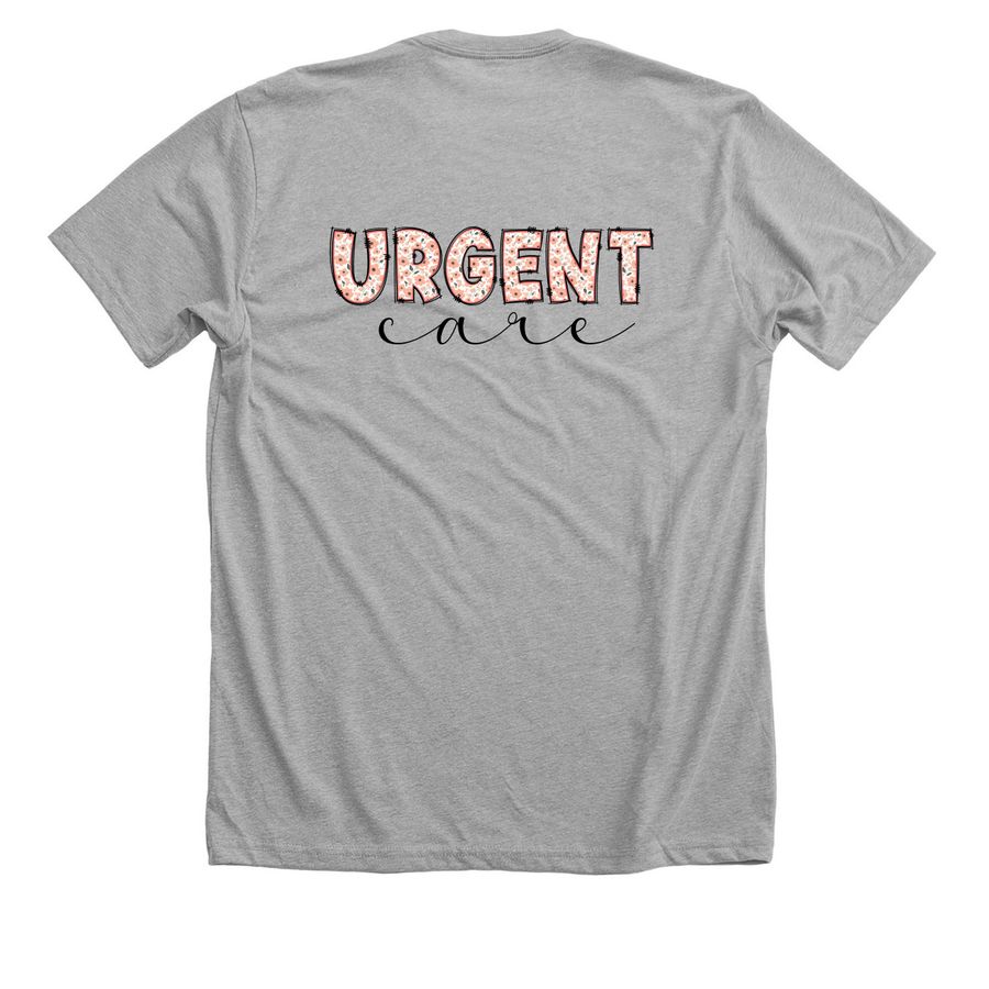 Floral Urgent Care, a Athletic Heather Premium Unisex Tee (back-view)