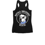 Let's Go BUR-ffalo, a Black Women's Racerback (back-view)