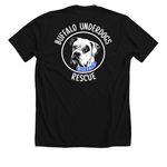 Let's Go BUR-ffalo, a Solid Black Blend Premium Unisex Tee (back-view)