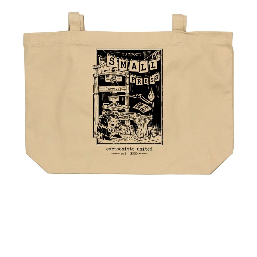 Support Small Press Tote, a Oyster Large Organic Cotton Tote Bag
