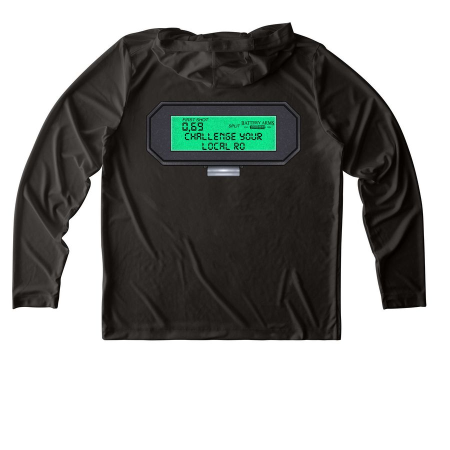 Challenge Your Local RO (Active Wear), a Black UV Performance Long Sleeve Hoodie