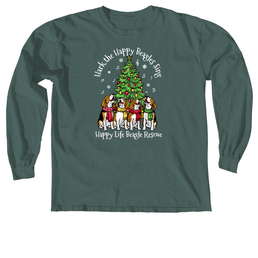 Hark the Happy Beagles Sing, a Blue Spruce Comfort Colors Long Sleeve Tee