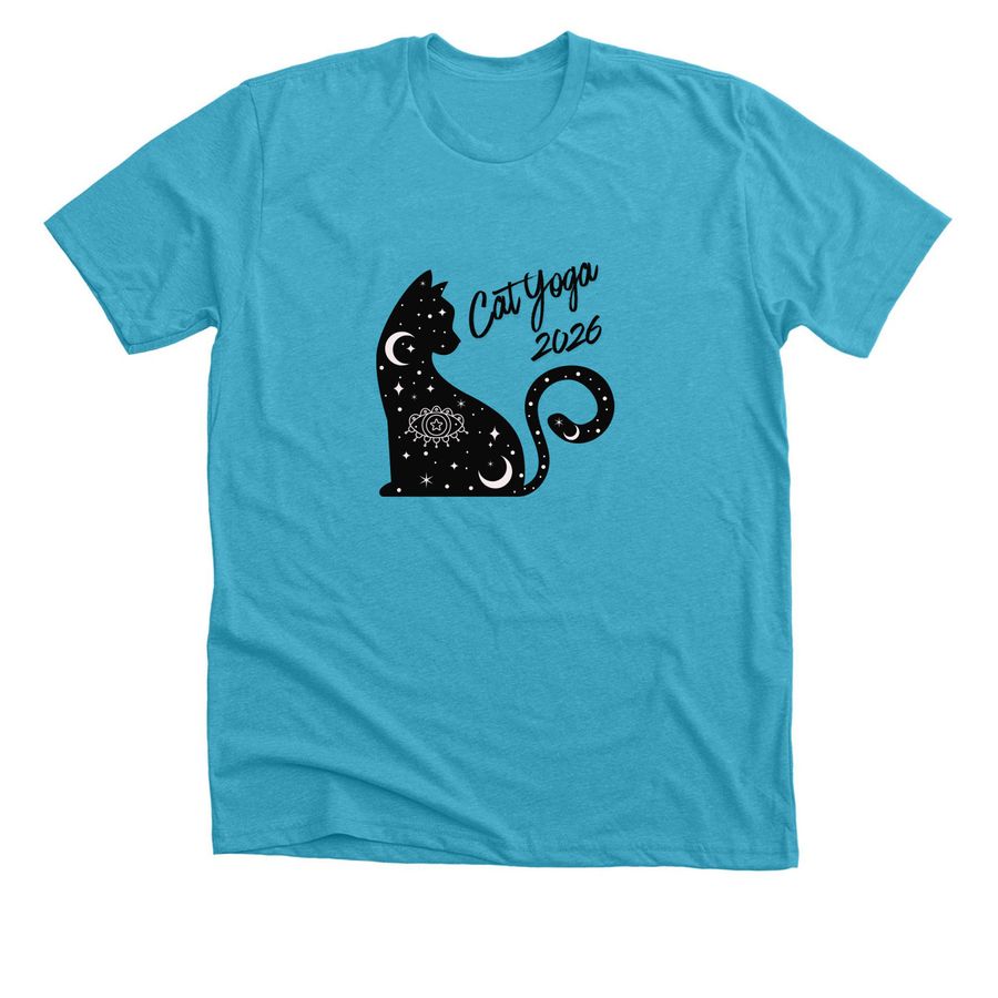 2026 Cat Yoga Apparel&nbsp;, a Heather Aqua Premium Unisex Tee