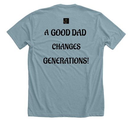 EVERYDAY HERO LIFETIME DAD!, a Heather Blue Lagoon Premium Unisex Tee (back-view)