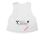 Woodham Class of 1986 Reunion, a Solid White Blend Women's Cropped Racerback Tank (back-view)