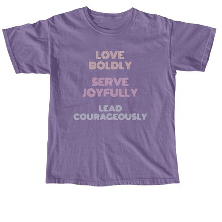 Love! Serve! Lead!, a Grape Comfort Colors Unisex Tee