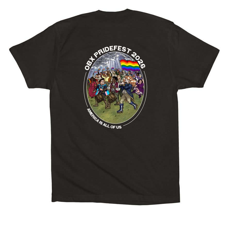 OBX Pridefest 2026, a Black Premium Cotton Tee (back-view)