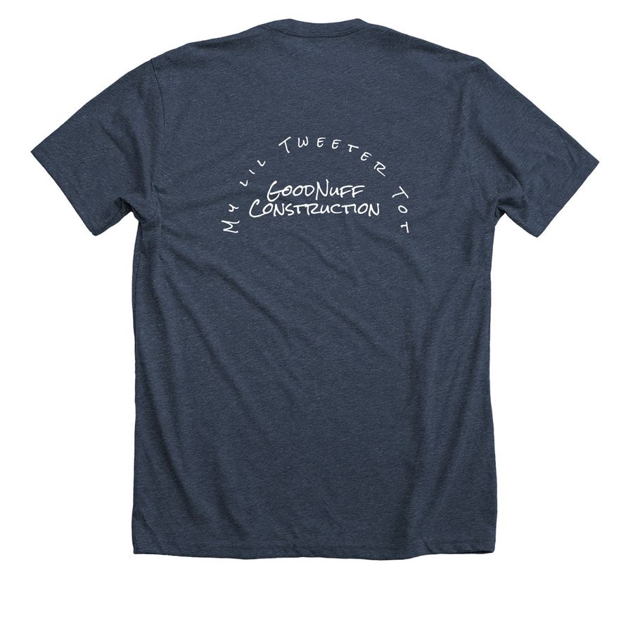 TweeterTot, a Heather Midnight Navy Premium Unisex Tee (back-view)