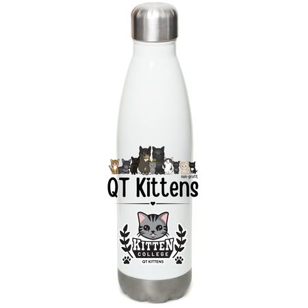 Buy a Bottle. Send a QT Kitten to College!, a White Stainless Steel Water Bottle