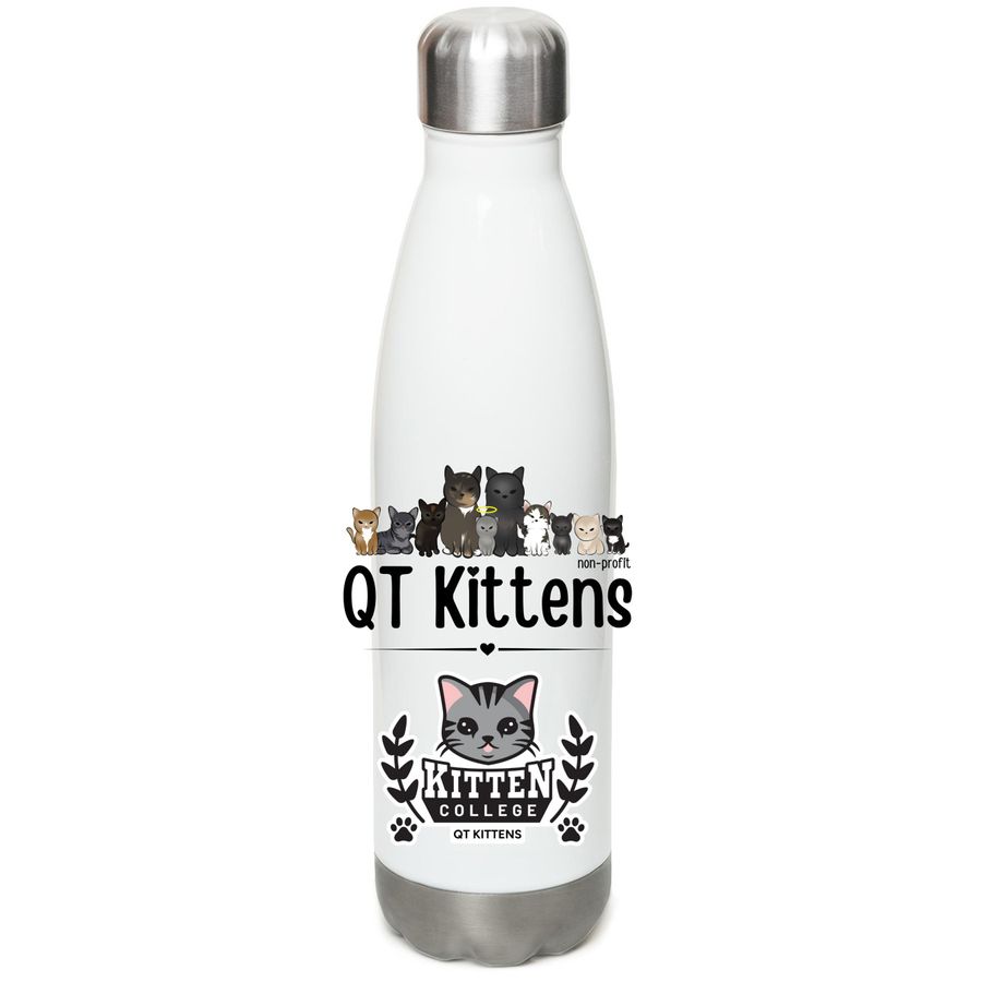 Buy a Bottle. Send a QT Kitten to College!, a White Stainless Steel Water Bottle