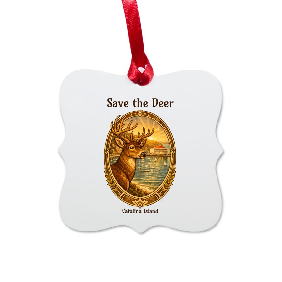 Coalition to Save Catalina Island Deer, a White Aluminum Square Ornament