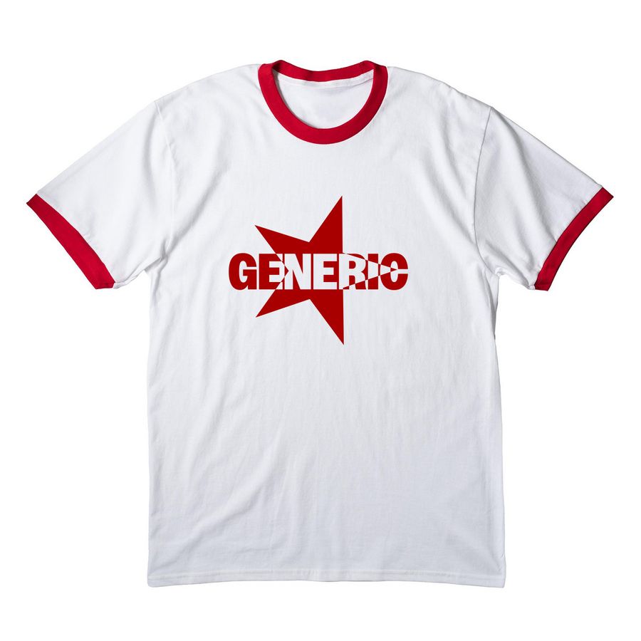 Star ringer tee, a White/ Red Cotton Ringer Tee
