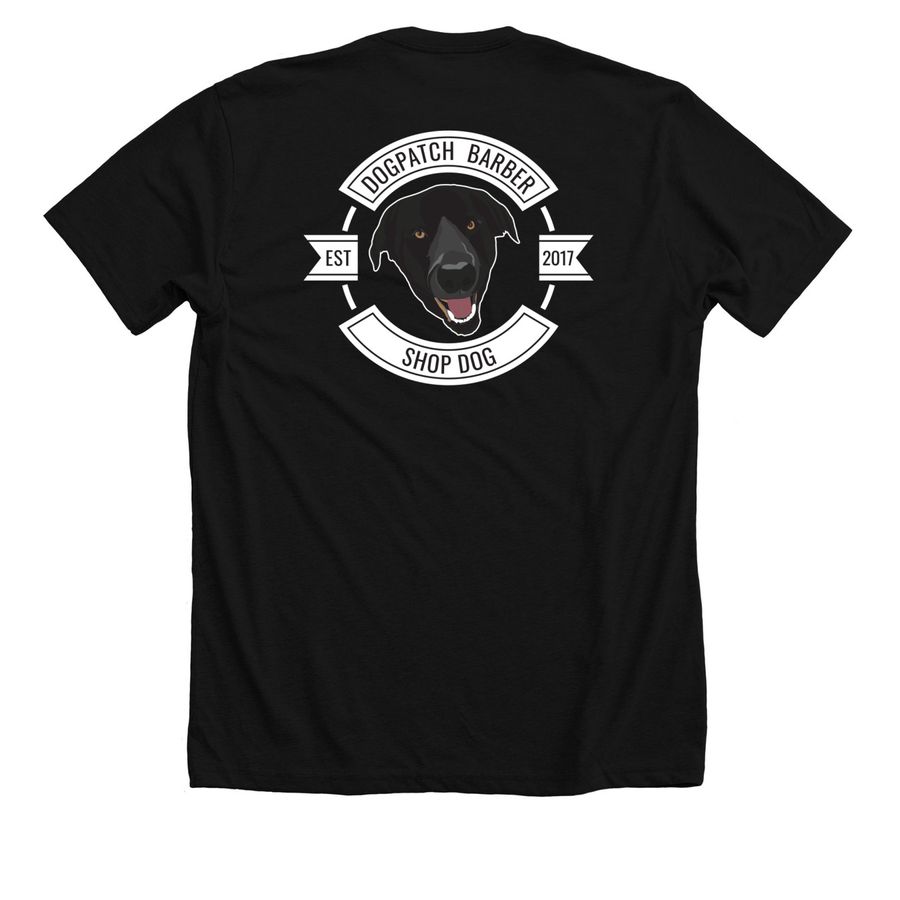 Dogpatch Barber Shop Dog&nbsp;, a Solid Black Blend Premium Unisex Tee (back-view)