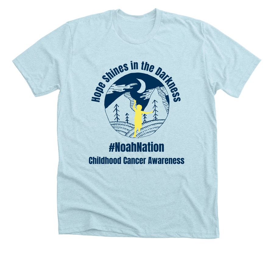Hope Shines in the Darkness, a Heather Ice Blue Premium Unisex Tee