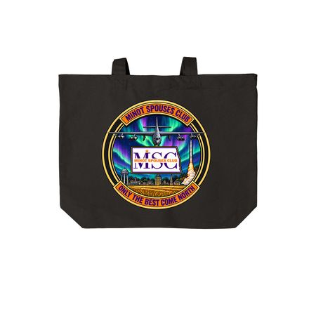 Morale Patch Tote Northern Lights Edition, a Deep Black Cotton Canvas Tote Bag