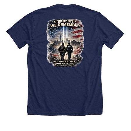 Tunnel to Towers w/ Beyond Fitness, a Solid Navy Blend Premium Unisex Tee (back-view)