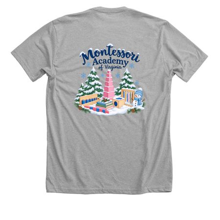 Montessori Winter, a Athletic Heather Premium Unisex Tee (back-view)