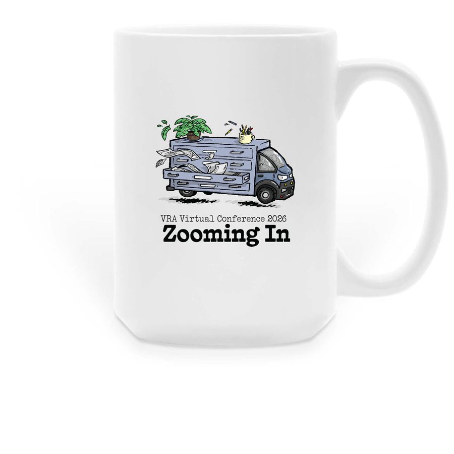 VRA 2026 Zooming In Mug, Style: Flat Files, a White Large Coffee Mug