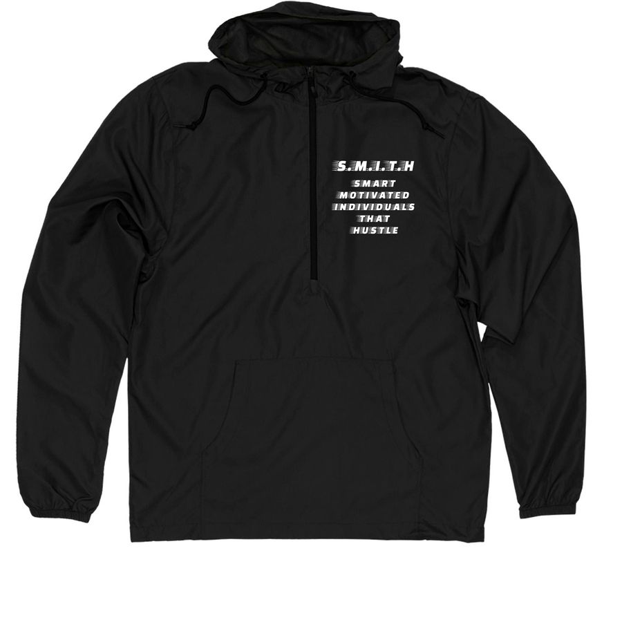 SMART MOTIVATED INDIVIDUALS THAT HUSTLE&nbsp;, a Black Quarter-Zip Windbreaker