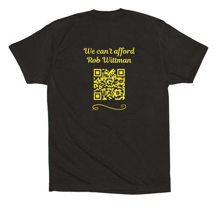 I'm a Wittman Watcher shirts (yellow logo), a Black Premium Cotton Tee (back-view)