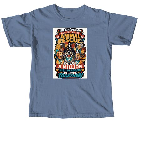Girl Persons For Animal Rescue, a Blue Jean Comfort Colors Unisex Tee