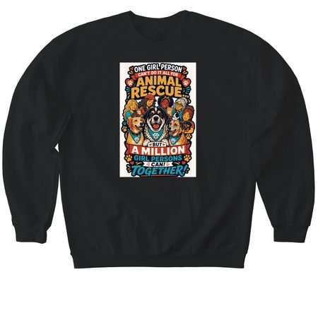 Girl Persons For Animal Rescue, a Black Softstyle Crewneck Sweatshirt