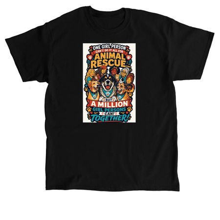 Girl Persons For Animal Rescue, a Black Classic Unisex Tee