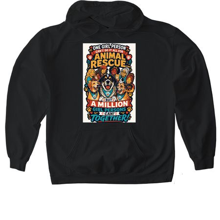 Girl Persons For Animal Rescue, a Black Gildan Softstyle Pullover Hoodie