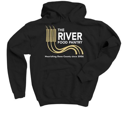 The River Logo - Apparel, a Black Youth Pullover Hoodie