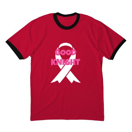 Good Knight Breast Cancer Awareness, a Red/ Jet Black Cotton Ringer Tee