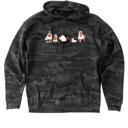 Howl-O-Ween, a Black Camo Heavyweight Camo Pullover Hoodie