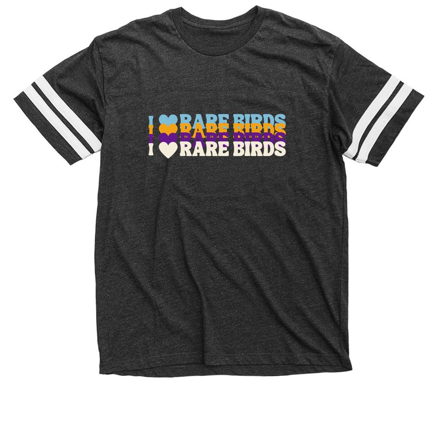 Retro-I heart rare birds, a Vintage Smoke / White Football Jersey Tee
