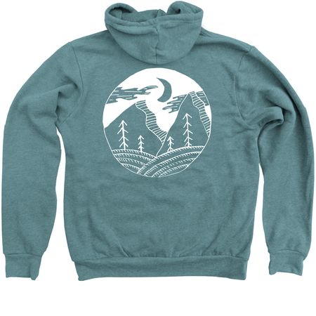 Adventure, a Heather Deep Teal Zip Up Hoodie (back-view)