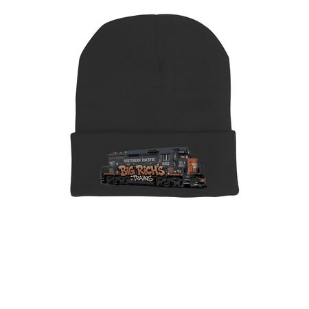 LA SP, a Black Printed Cuffed Beanie