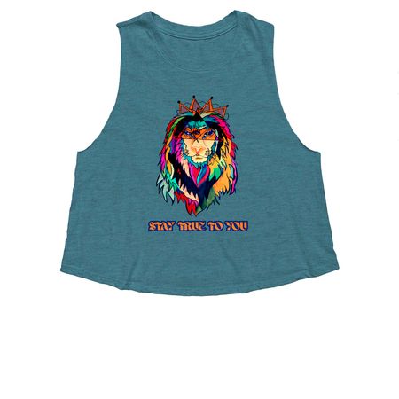 Pride of the Lion ?&nbsp;, a Heather Deep Teal Women's Cropped Racerback Tank