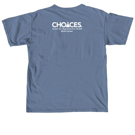 Memphis Style Midwifery, a Blue Jean Comfort Colors Unisex Tee (back-view)