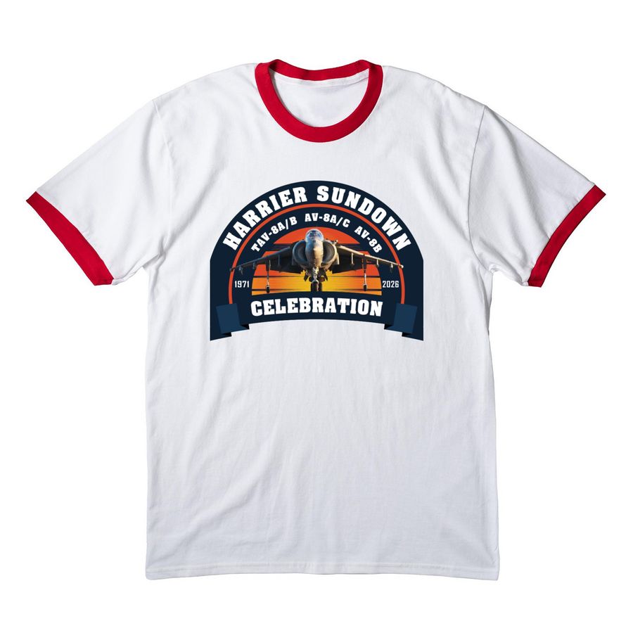 Official Harrier Logo Shirt, a White/ Red Cotton Ringer Tee