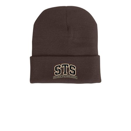 STS Beanie, a Brown Printed Cuffed Beanie
