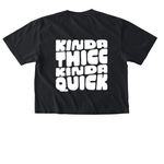 Thicc & Quick (simple), a Black Comfort Colors Boxy Tee (back-view)