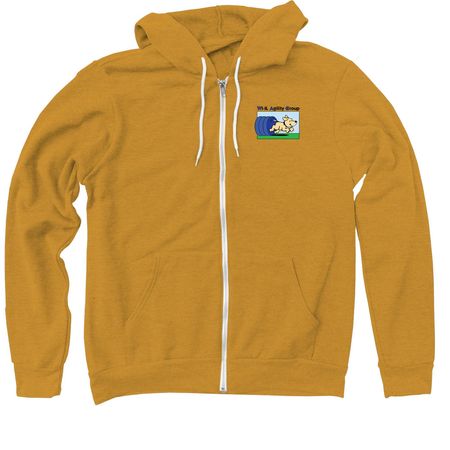 Small Full Color Logo: Shirts + Sweatshirts, a Heather Mustard Zip Up Hoodie