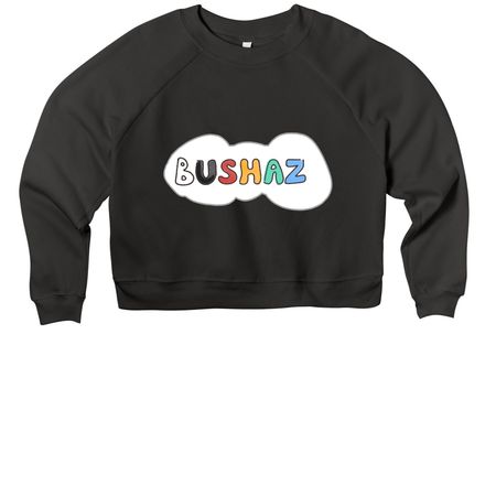 "BushaZ" Cloud Merchandise, a Black Women's Premium Cropped Raglan Sweatshirt
