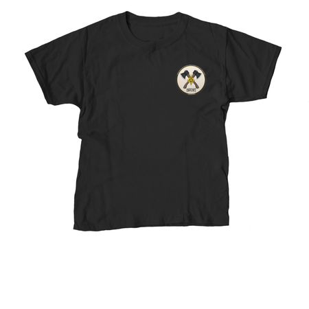 Hatchet Logo on Front, a Black Youth Unisex Tee