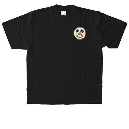 Hatchet Logo on Front, a Black Heavyweight Garment Dye Tee