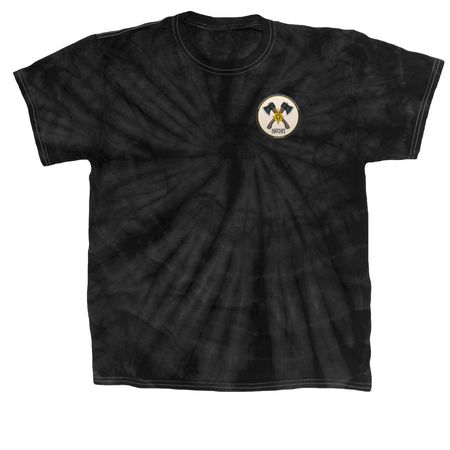 Hatchet Logo on Front, a Black Classic Tie Dye Tee