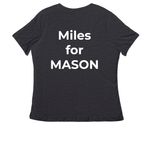 SCIENCE + LOVE = CURE Mason Michels&nbsp;, a Dark Grey Heather Women's Relaxed V-Neck Tee (back-view)