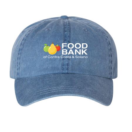 Food Bank Hats, a Royal Blue Printed Pigment Dye Baseball Cap