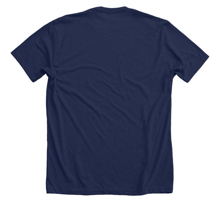Patriot Spirit Shirt, a Solid Navy Blend Premium Unisex Tee (back-view)
