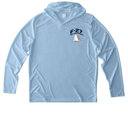 F-27 40th Anniversary Performance Apparel, a Light Blue UV Performance Long Sleeve Hoodie